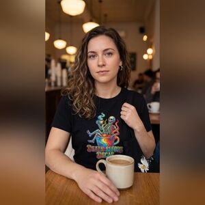 Gildan Black Crew Neck Tee With Skeleton Design